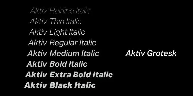 Weight and Styles of Aktiv Grotesk Font