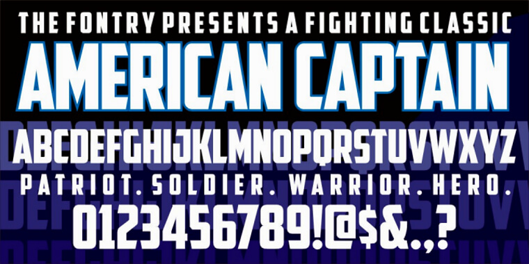 Letters Overview of American Captain Font