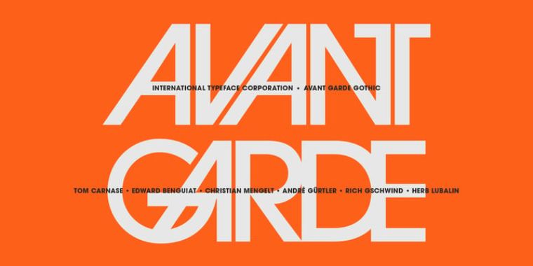 Appearance of Avant Garde Font