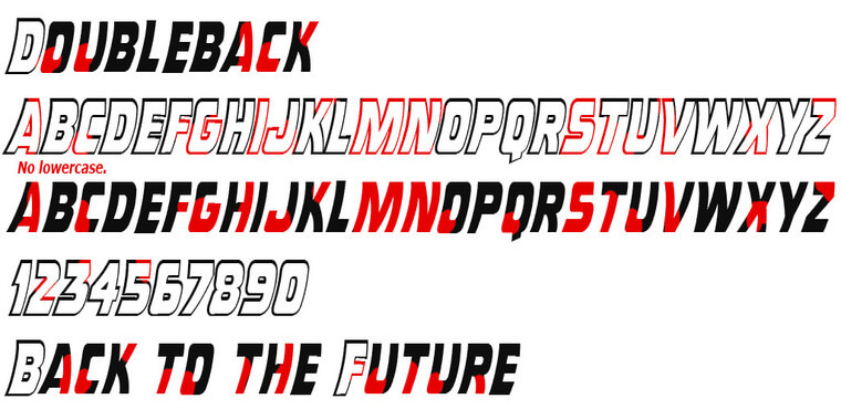Letters Overview of Back To The Future Font