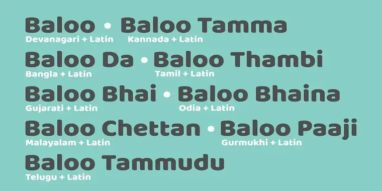 Weight and Styles of Baloo Font