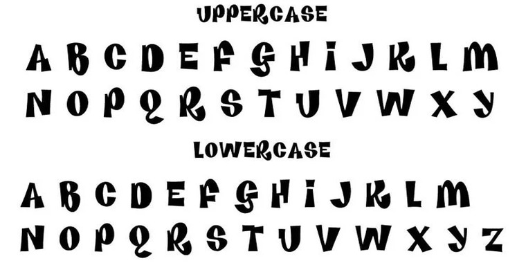 Letters Overview of Bratz Font