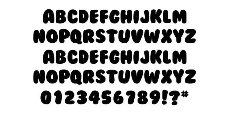 Letters Overview of BubbleGum Font