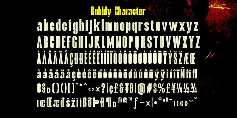 Letters Overview of Bubbly Font