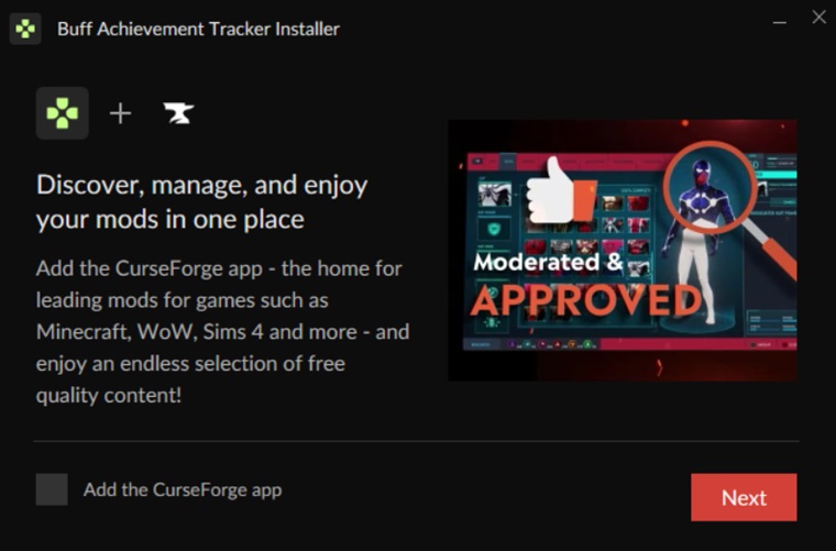 Buff - CurseForge installation option step.