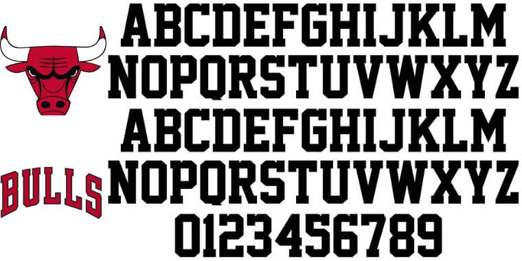 Letters Overview of Chicago Bulls Font