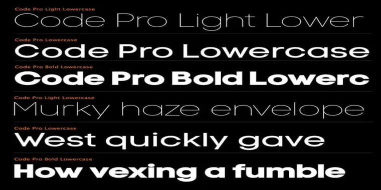 Weight and Styles of Code Pro Font