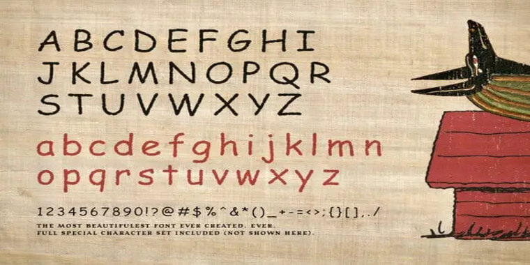 Letters Overview of Comic Papyrus Font