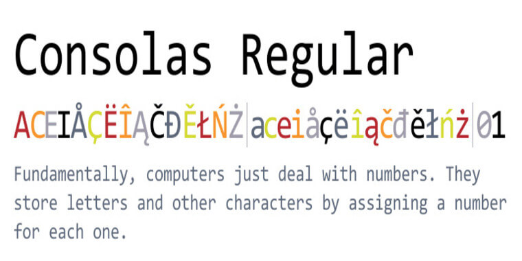 Appearance of Consolas Font