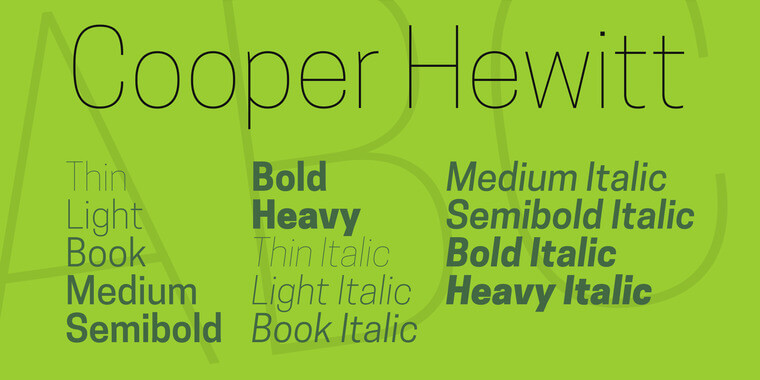 Weight and Styles of Cooper Hewitt Font