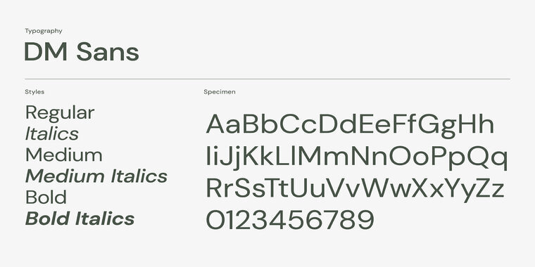 Styles and Letters Overview of DM Sans Font