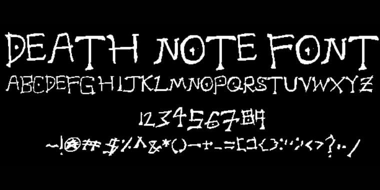 Death Note Font Letters