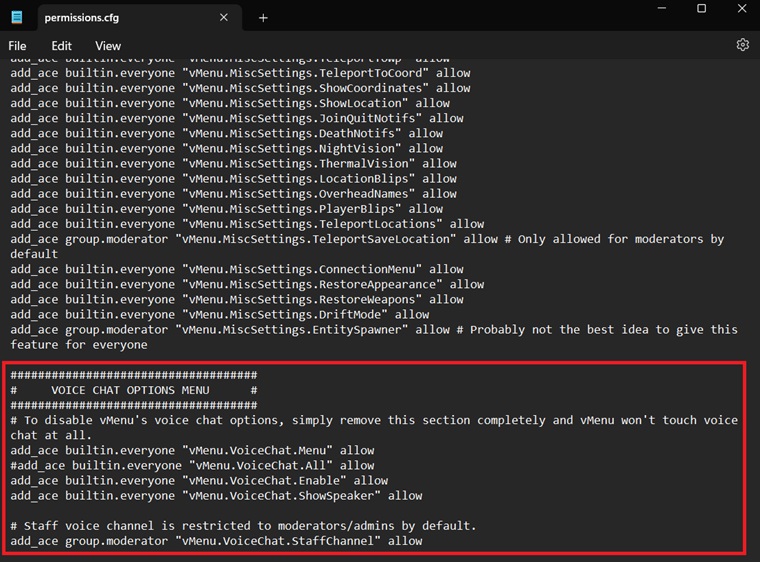 Disabling Voice Chat via permissions.cfg