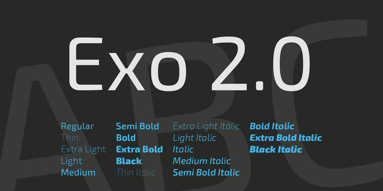 Weight and Styles of Exo 2 Font