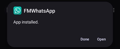 FM WhatsApp APK installation complete