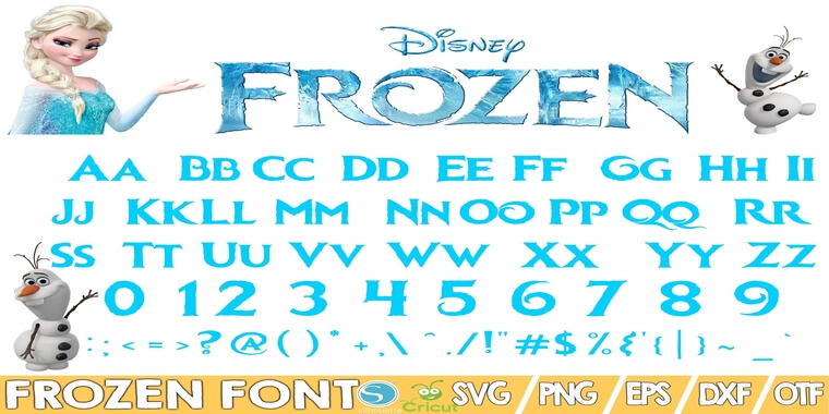 Letters Overview of Frozen Font