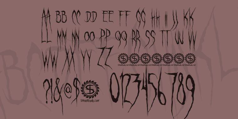 Letters Overview of Ghastly Panic Font