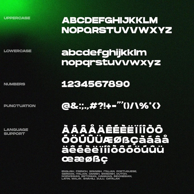 Letters Overview of Hanson Bold Font