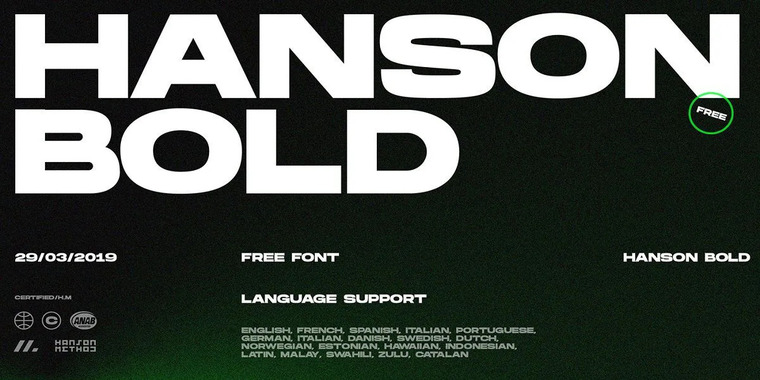 Appearance of Hanson Bold Font
