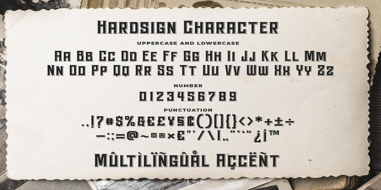 Letters Overview of Hardsign Font