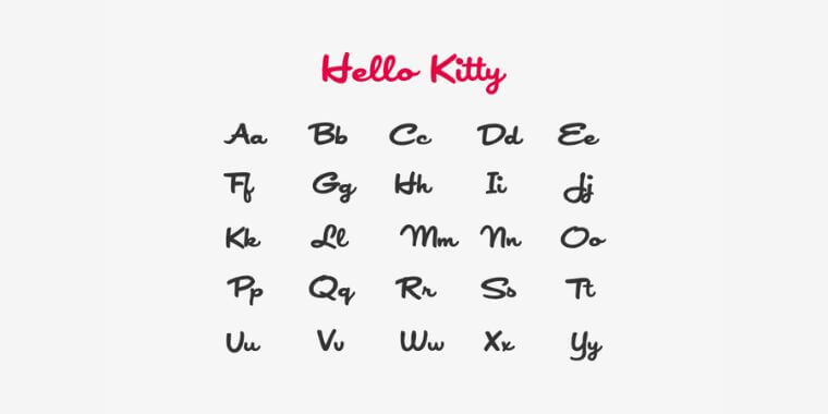 Letters Overview of Hello Kitty Font