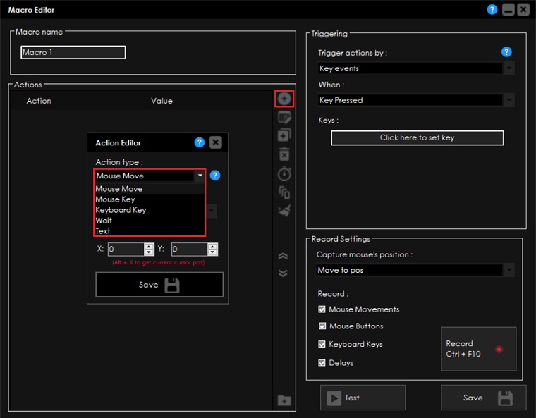 How to add an action in TG Macro