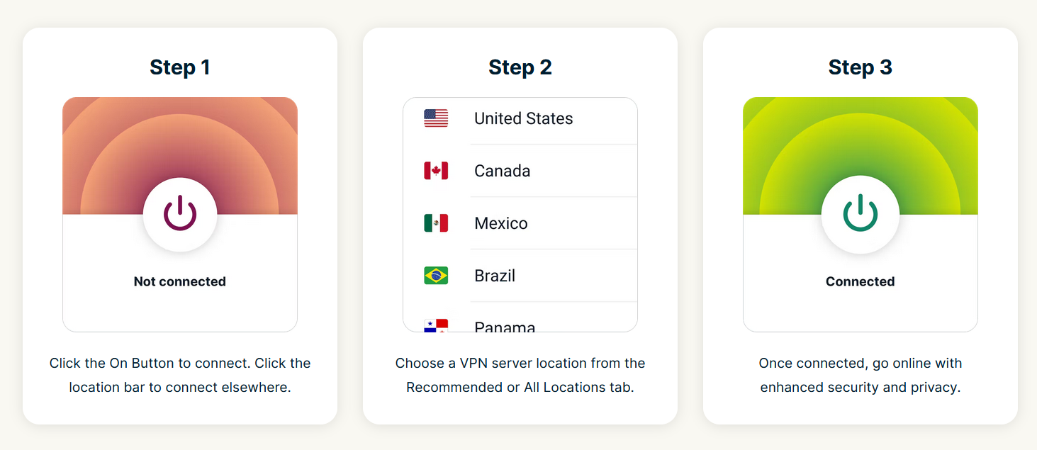Connect ExpressVPN for Windows in 3 easy steps [image credits: ExpressVPN]
