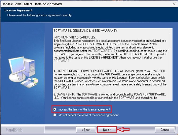 Pinnacle Game Profiler setup pic 1