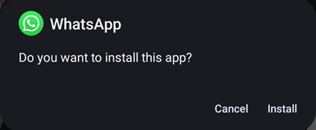 Installing WhatsApp Messenger via APK