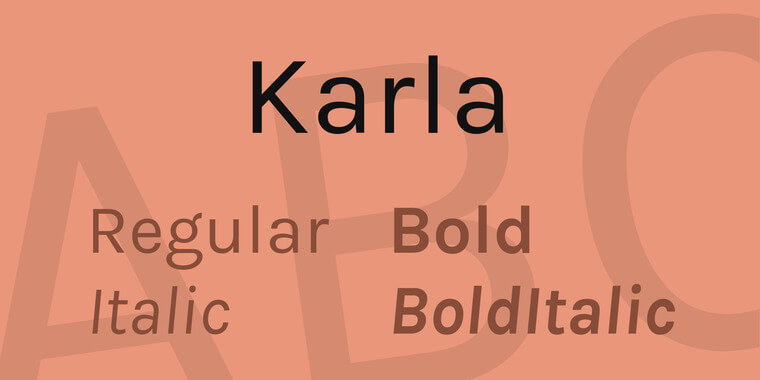 Weight and Styles of Karla Font