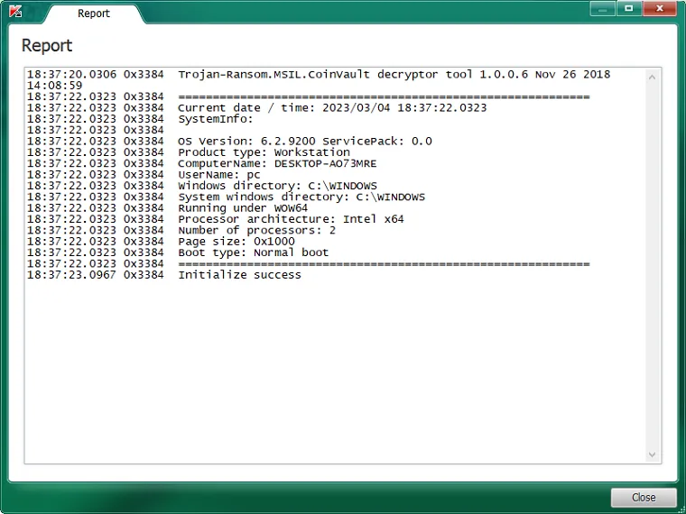 Kaspersky CoinVaultDecryptor 3