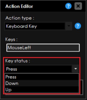 How to configure key statuses in TG Macro creation tool