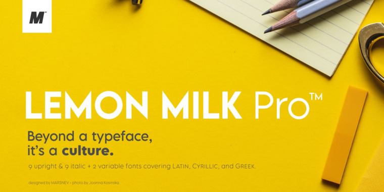Appearance of Lemon Milk Font