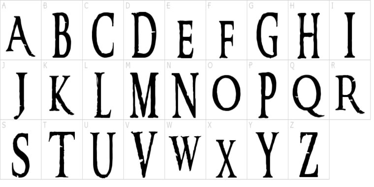 Letters Overview of Lord of the Rings Font