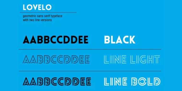 Weight and Styles of Lovelo Font