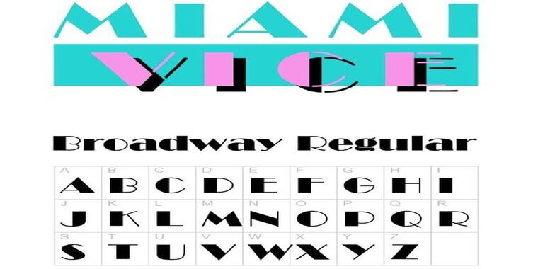 Letters Overview of Miami Vice Font