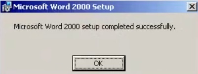 MS Office 2000 installation completed successfully