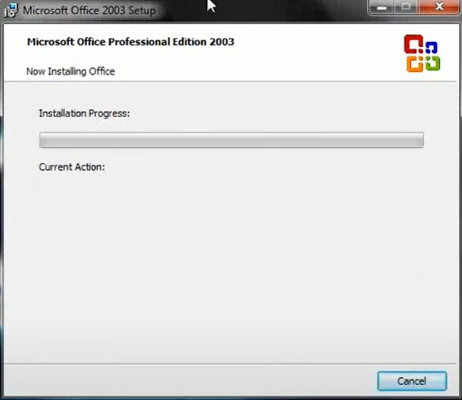 Installation process underway of Microsoft Office 2003