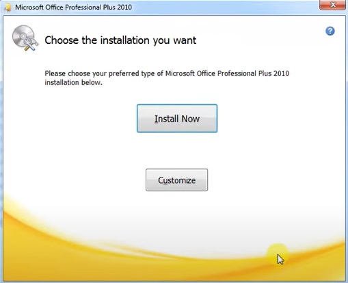 Microsoft Office Pro Plus 2010 customizing setup step