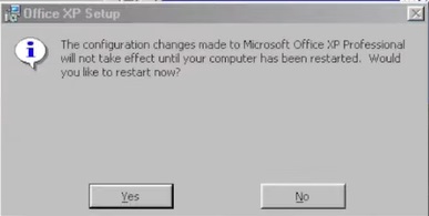 Microsoft Office XP Restart Prompt