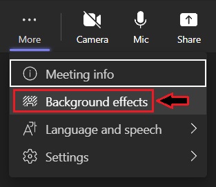 Changing background effects in Teams during a meeting