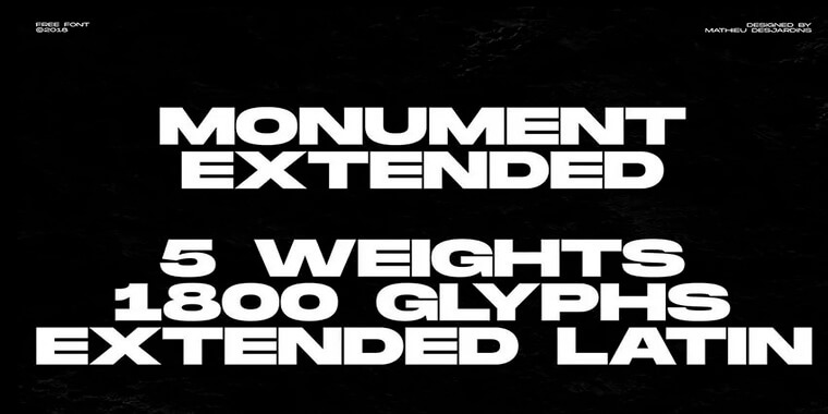 Features of Monument Extended Font