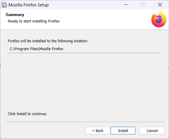 Mozilla Firefox offline installation ready