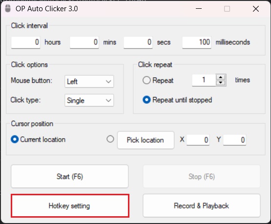 OP Auto Clicker settings menu pic 6