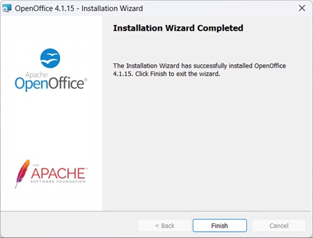 OpenOffice installation complete