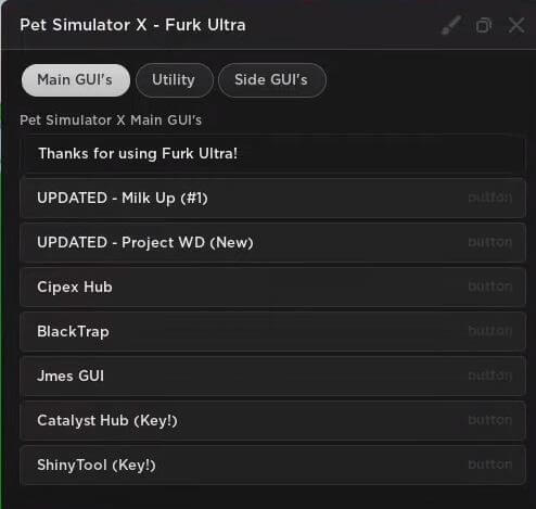 Pet Simulator X Script in Furk Ultra