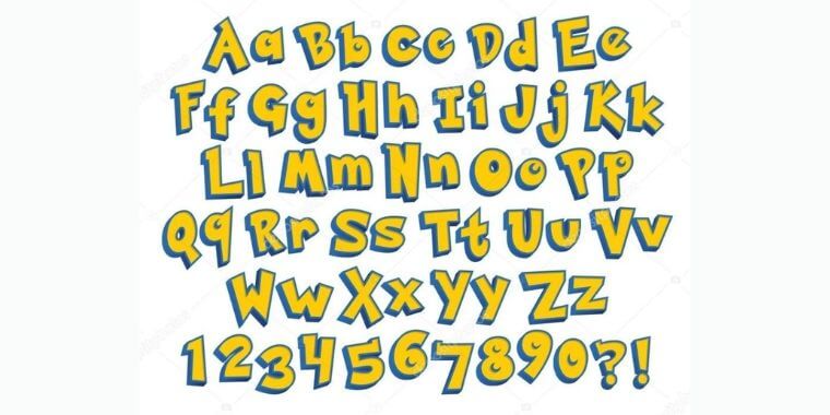 Letters Overview of Pokemon Font