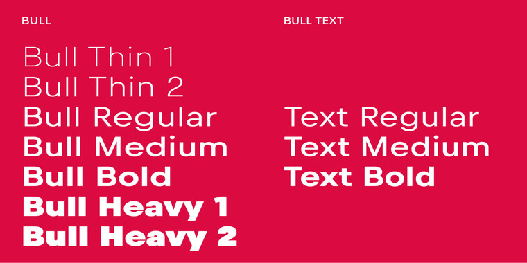 Weight and Styles of Red Bull Font