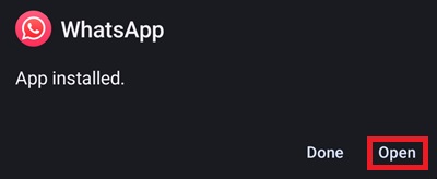 Red WhatsApp APK installation complete
