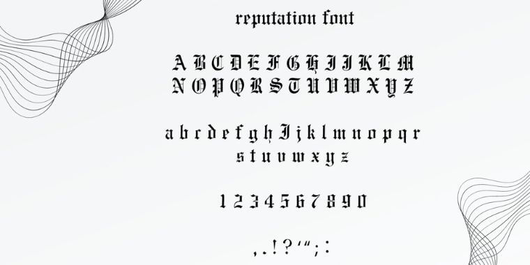 Letters Overview of Reputation (Taylor Swift) Font